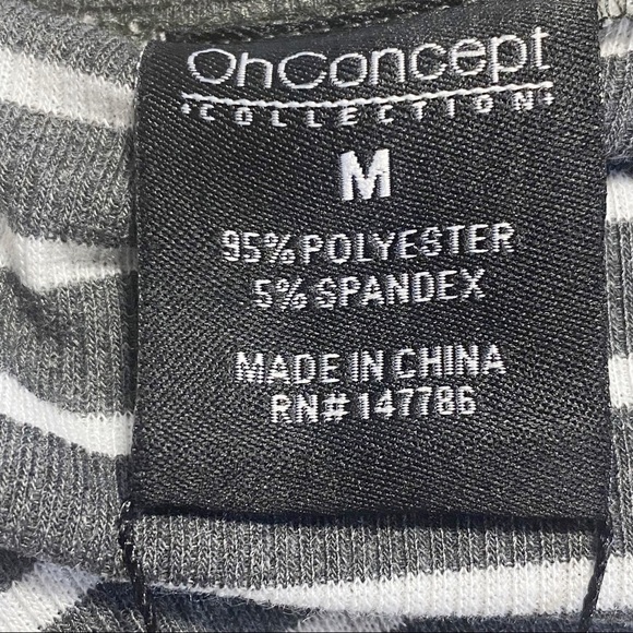 OHCONCEPT rib boat neck on/off shoulder mini dress gray & white stripe M - Picture 6 of 8